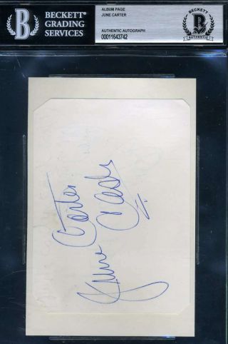 June Carter Cash Bas Beckett Hand Signed 8x10 Photo Autograph