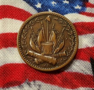 1863 Civil War Crossed Flags Drums and Double Cannons Patriot Union North Token 2