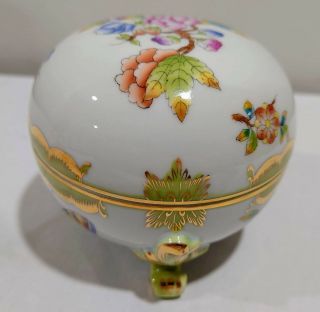 Herend Queen Victoria Hand Painted Footed Lidded Trinket Box
