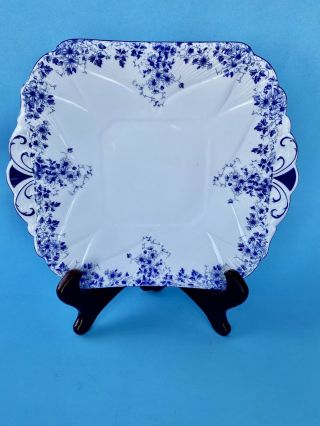 Vintage Shelley Square Cake Plate Dainty Blue