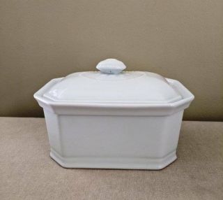 Rare Apilco France Classic White 6 Porcelain Pate Box With Lid 7 - 1/2 "