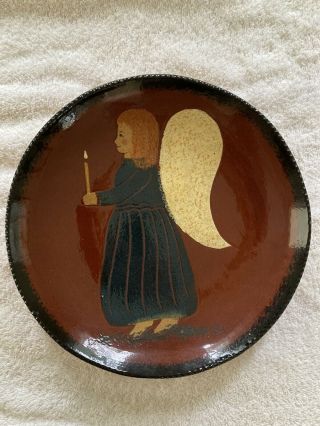 Ned Foltz Pottery Redware Christmas Angel Plate Dated And Signed 1999