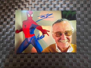 Stan Lee Tom Holland Spider - Man Marvel Signed Autographed 6x8 Photo