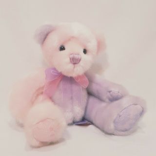 Caitlyn Brown Teddy First & Main Pink Lavender Plush Stuffed Animal 6 " Toy