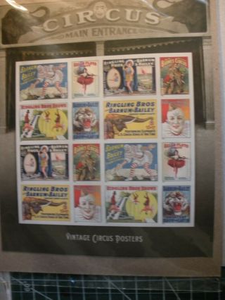 Us 4898 - 4905 2014 Mnh Xf Vintage Circus Posters Sheet Of 16 Post Office Fresh