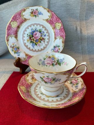 Vintage Royal Albert Teacup Saucer Plate Pink Lady Carlyle Trio