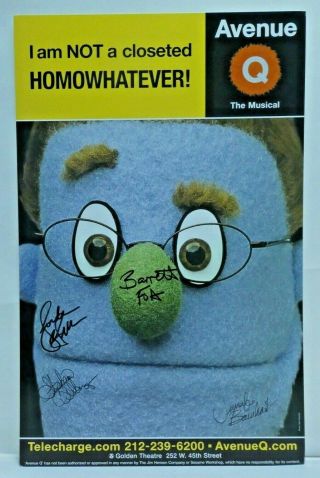 Avenue Q The Musical Signed Broadway Window Card 14 " X22 "