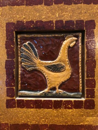 David Eldreth Pottery - Folk Art Framed Chicken / Rooster Tile 2