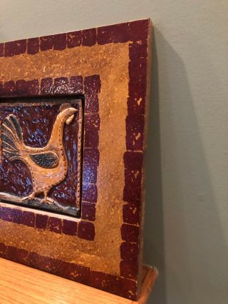 David Eldreth Pottery - Folk Art Framed Chicken / Rooster Tile 3