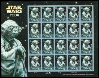 United States Scott 4205 41c Star Wars Yoda Complete Pane Of 20.