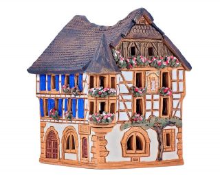 Ceramic Tealight Holder Collectible Miniature House In Kaysersberg 12 Cm