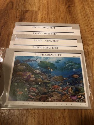 5 Sheets Of Scott 3831 Souvenir Sheet Pacific Coral Reef 37 Cent Mnh