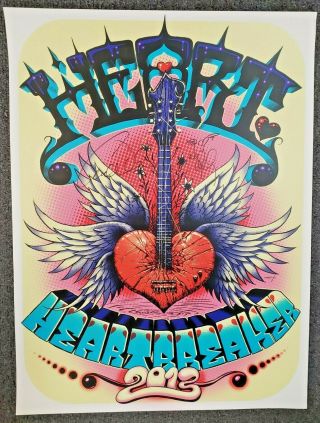 Heart Heartbreaker 2013 Tour Poster Signed By Ann & Nancy Wilson Screen Printed