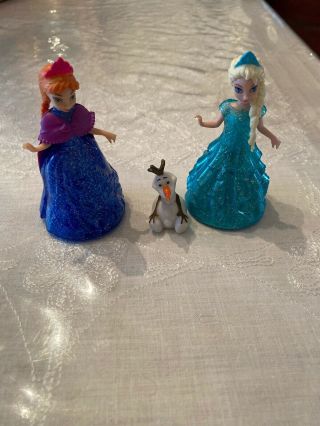 Polly Pocket Disney Frozen Princess Elsa & Anna Glitter Glider Dolls Magiclip