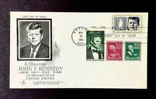 Us 1246 J F Kennedy Jfk Presidents Combination Fdc Lincoln May 29 1964 Boston Ma