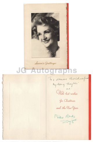Billie Burke - " The Wizard Of Oz " Actress - Signed Holiday Card