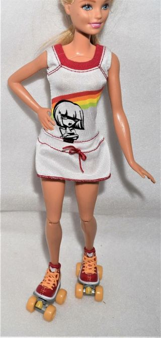 Barbie Doll My Scene Kennedy Sneaker Roller Skates Girl & Dress / Skort