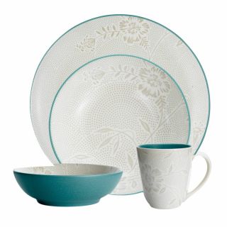 Nib Noritake Colorwave Turquoise Bloom 4 - Piece Place Setting For 