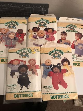 5 Butterick Cabbage Patch Kids Dolls Clothes Patterns 6507 6508 6509 6511 & 338