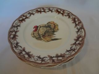 Williams Sonoma Turkey - Set Of 4 Salad Plates - Thanksgiving Acorn Design
