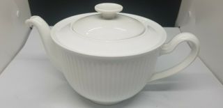 Royal Copenhagen Denmark Georgiana White Ribbed Porcelain Teapot 9950