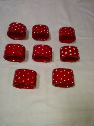 Vietri Napkin Rings Red And White Rosso Vecchio Set Of 8 Polka Dot