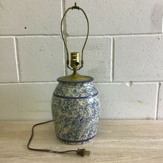 Olde Cape Cod Stoneware Blue Speckled Table Lamp B116