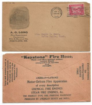 Stamps,  Us Advertising Corner Card Covers,  1915 Fire Fighting Equipment Company