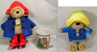 2 Paddington Teddy Bear Plush Red Hat Yellow Hat,  Paddington Bear Christmas Mug