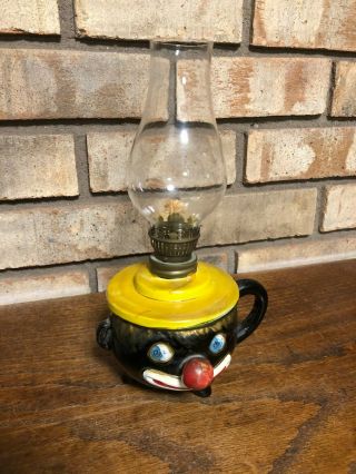 Rare Antique C.  1930s Tilso Japan Black Heritage Americana Clown Redware Oil Lamp