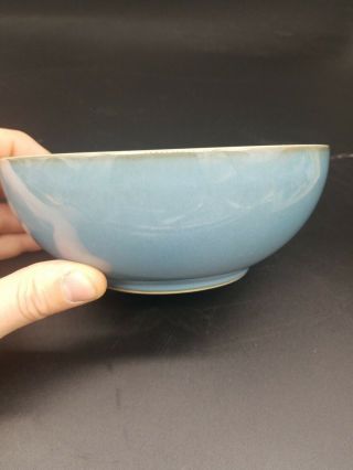 Set Of 3 Denby Langley Stoneware Peveril Blue 6.  5 " Coupe Soup Or Cereal Bowls