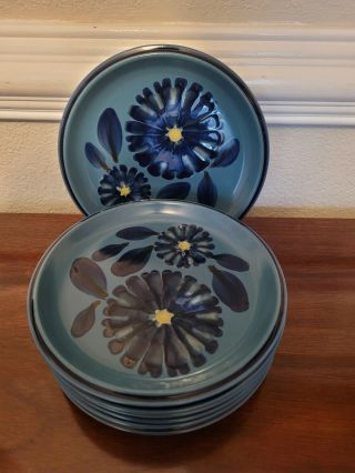 7 Vintage Noritake Folkstone Twilight Blue 8 " Salad Plates
