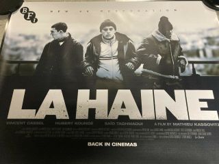 La Haine Rare Quad Cinema Poster.  4k Restoration.