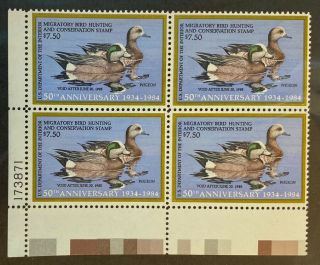 Us Federal Duck Rw51 Never Hinged Plate Block Dn 38