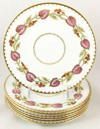 Hand Painted Set 8 Bread Plates Royal Worcester China Montpelier Z2062 Pink Gold