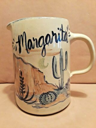 Vintage Mid Century Pottery Margarita Pitcher Hand Painted Signed
