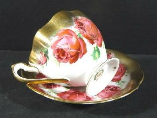 Vtg QUEEN ANNE Bone China England 5076 Roses Heavy Gold CUP & SAUCER 3