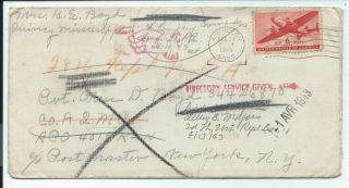 Wwii Us Army Kia Return To Sender Cover Letter 21st Qm Bn 1943 North Africa Apo