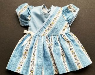Factory Made Blue And White Floral Design Doll Dress With Bow Fits 18 " Dolls