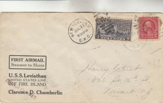 Uss Leviathan First Airmail Steamer To Shore Cover