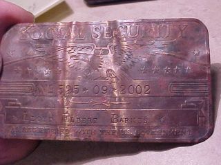 Neat Old Large Brass Social Security Card - Mexico Metal Detecting Find