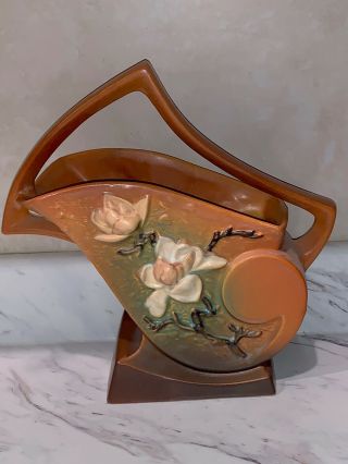 Vintage Roseville USA 386 - 12 Marked Magnolia Planter Vase - Art Pottery 2