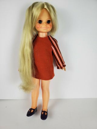Vintage Ideal Toy Velvet Doll From Crissy Family Growing Hair Blonde 1970 15 "