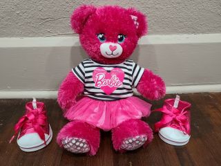Build A Bear Barbie 16 " Plush Pink Sparkle Glitter Embroidered Eyes Plush