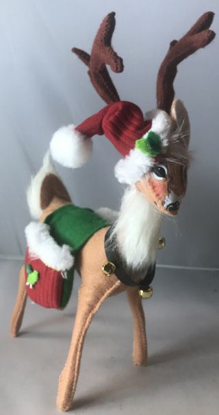 Annalee Christmas Doll 2009 Classic Reindeer W/saddlebags & Jingle Bell Collar