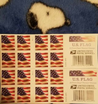 Forever Stamps Us Flag 2 Books Of 20= 40 Stamps Total