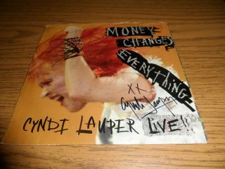 Cyndi Lauper Signed/autographed Vinyl 45 Record.  Money Changes Everything