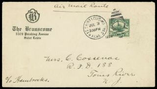 1924 (jul 3) St Louis Mo Airmail 8¢ C4 Flight Cover To Toms Nj