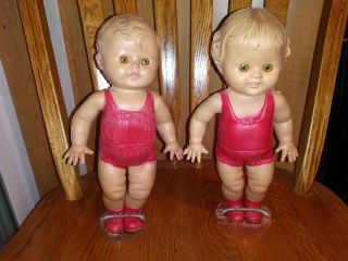 Vintage Sun Rubber Co.  Squeaker Tod - L - Dee And Tod - L - Tim Dolls