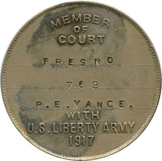 Independent Order of Foresters IOF P.  E.  Vance Fresno,  California Medal Token 2